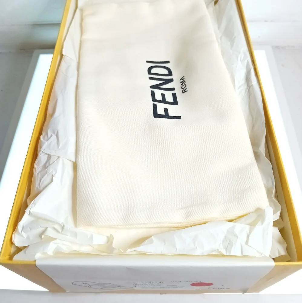 FENDI Logo-Embossed Baguette Rubber Slide Sandals - Yellow Size 7